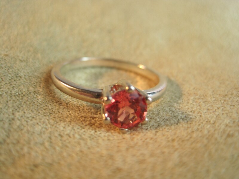Padparadscha Sapphire 6mm Natural Sri Lanka Earth Mined Gemstone Solitaire Ring Solid 925 USA